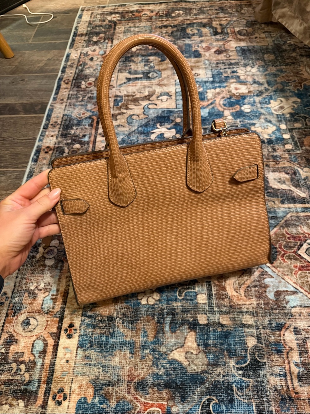 a new day Tan Textured Top-Handle Satchel
